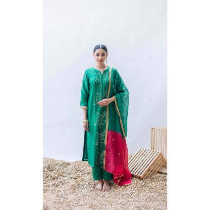 AM by Anita Mittal Green Ziva Kurta with Pant and Dupatta