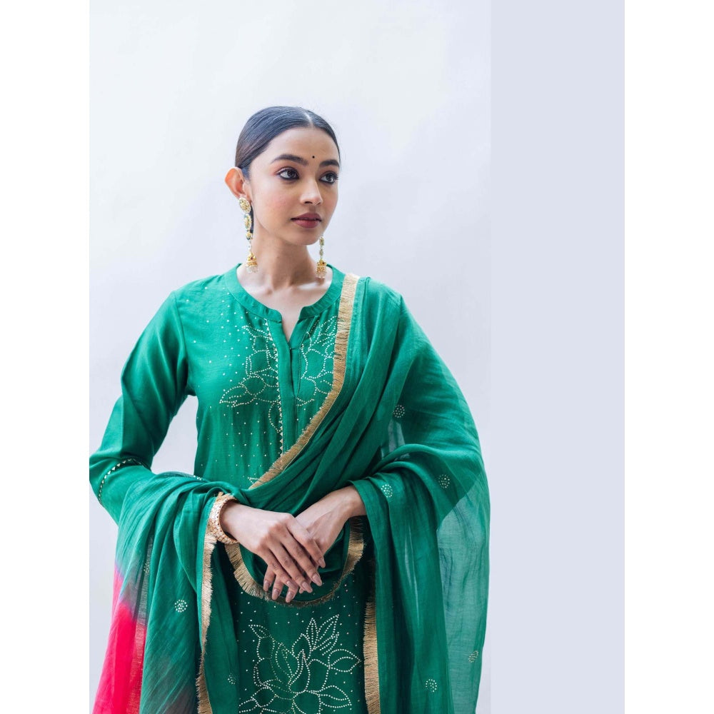 AM by Anita Mittal Green Ziva Kurta with Pant and Dupatta