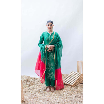 AM by Anita Mittal Green Ziva Kurta with Pant and Dupatta