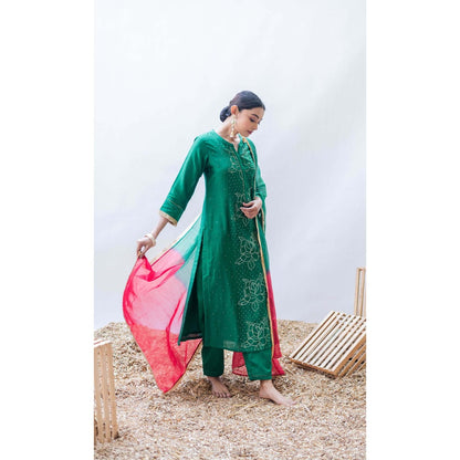 AM by Anita Mittal Green Ziva Kurta with Pant and Dupatta