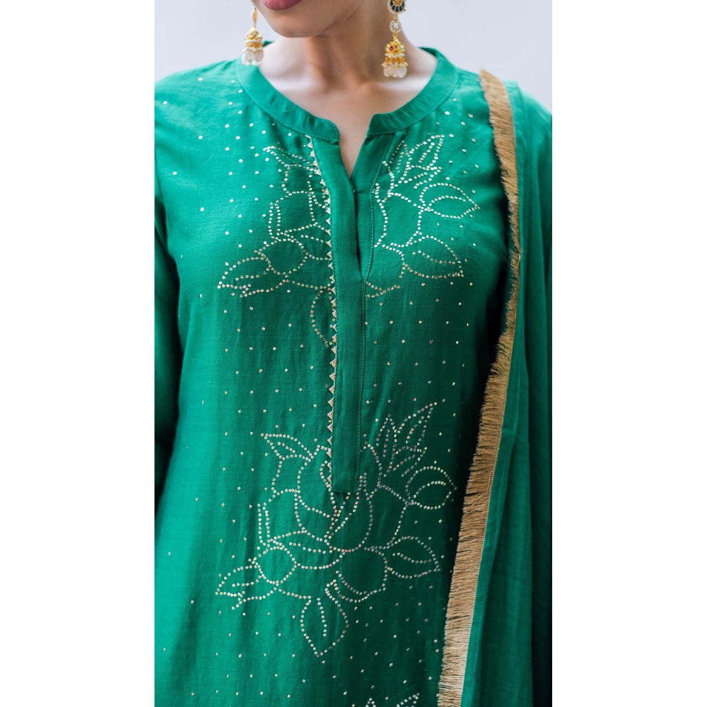 AM by Anita Mittal Green Ziva Kurta with Pant and Dupatta