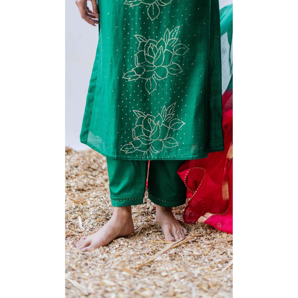 AM by Anita Mittal Green Ziva Kurta with Pant and Dupatta