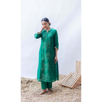 AM by Anita Mittal Green Ziva Kurta with Pant and Dupatta