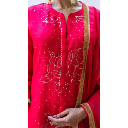 AM by Anita Mittal Pink Ziva Kurta with Pant and Dupatta