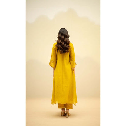 AM by Anita Mittal Yellow Chandini Kurta with Pant and Dupatta