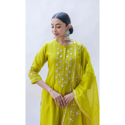 AM by Anita Mittal Yellow Gulmina Kurta with Pant and Dupatta