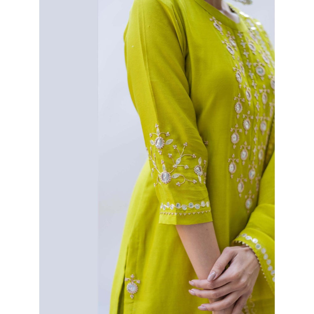 AM by Anita Mittal Yellow Gulmina Kurta with Pant and Dupatta