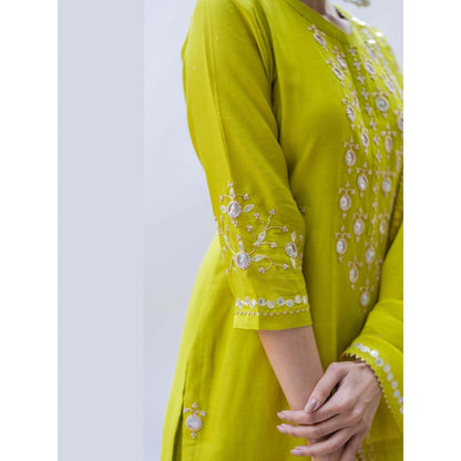 AM by Anita Mittal Yellow Gulmina Kurta with Pant and Dupatta
