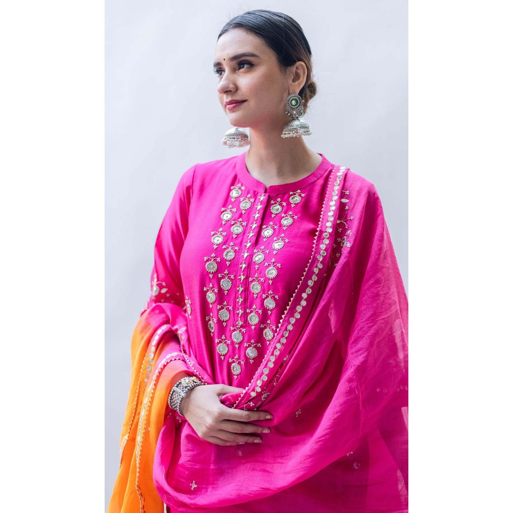 AM by Anita Mittal Pink Gulmina Kurta with Pant and Dupatta