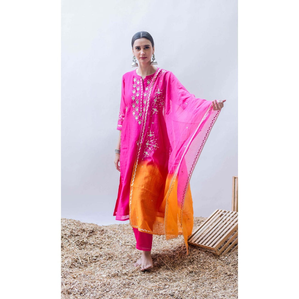 AM by Anita Mittal Pink Gulmina Kurta with Pant and Dupatta
