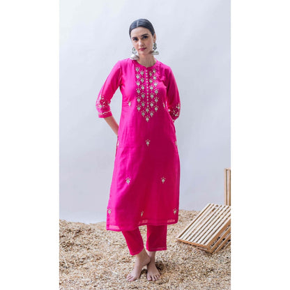 AM by Anita Mittal Pink Gulmina Kurta with Pant and Dupatta