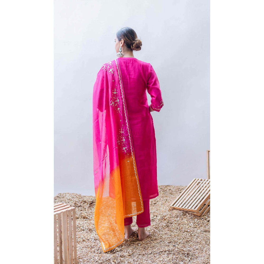 AM by Anita Mittal Pink Gulmina Kurta with Pant and Dupatta