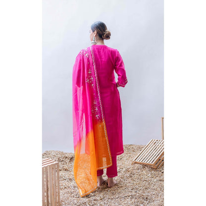 AM by Anita Mittal Pink Gulmina Kurta with Pant and Dupatta