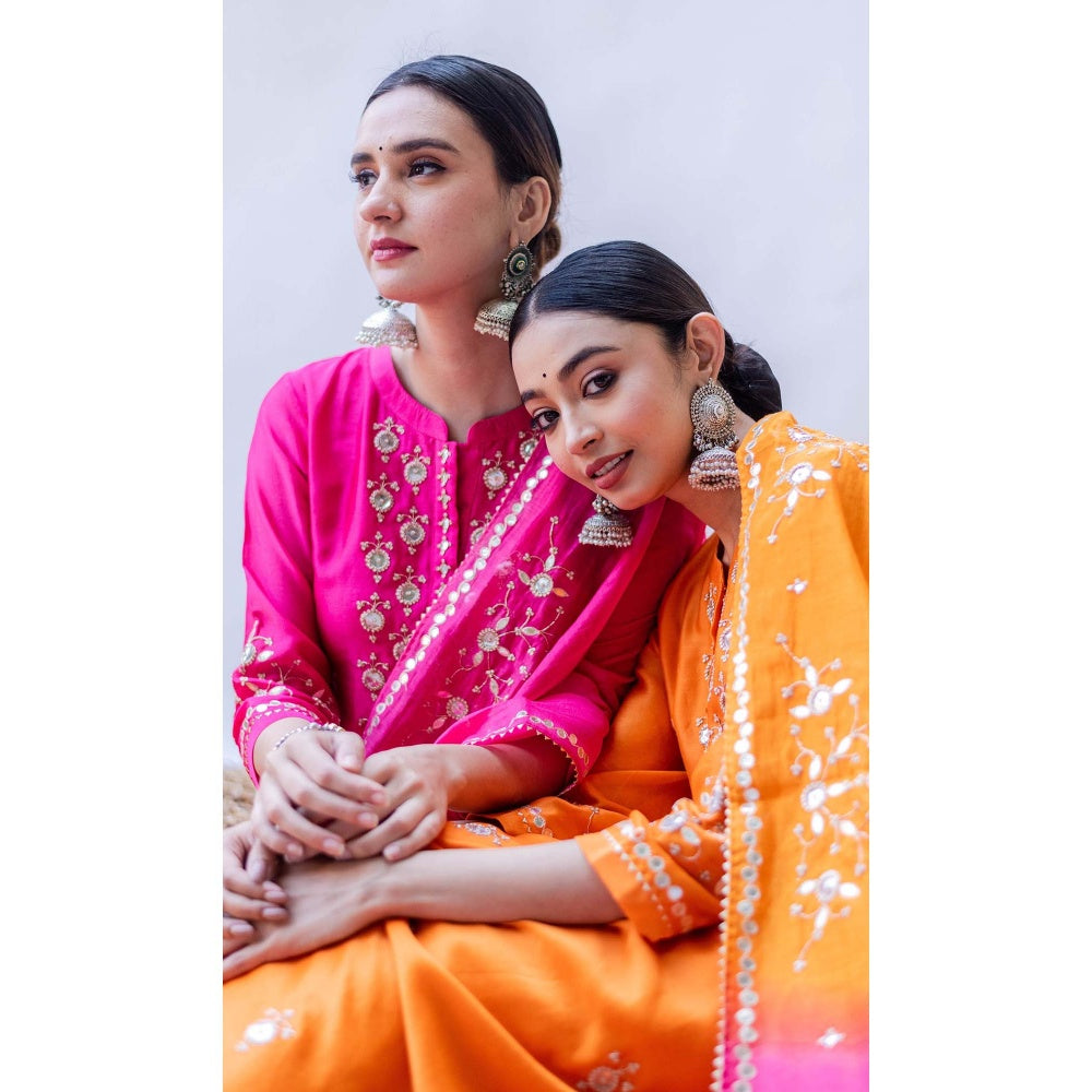 AM by Anita Mittal Pink Gulmina Kurta with Pant and Dupatta