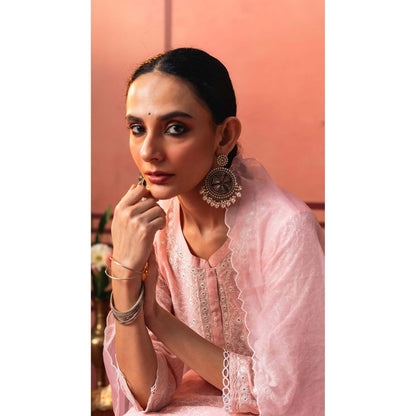 AM by Anita Mittal Pink Kairi Kurta with Pant and Dupatta
