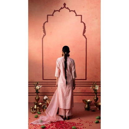 AM by Anita Mittal Pink Kairi Kurta with Pant and Dupatta