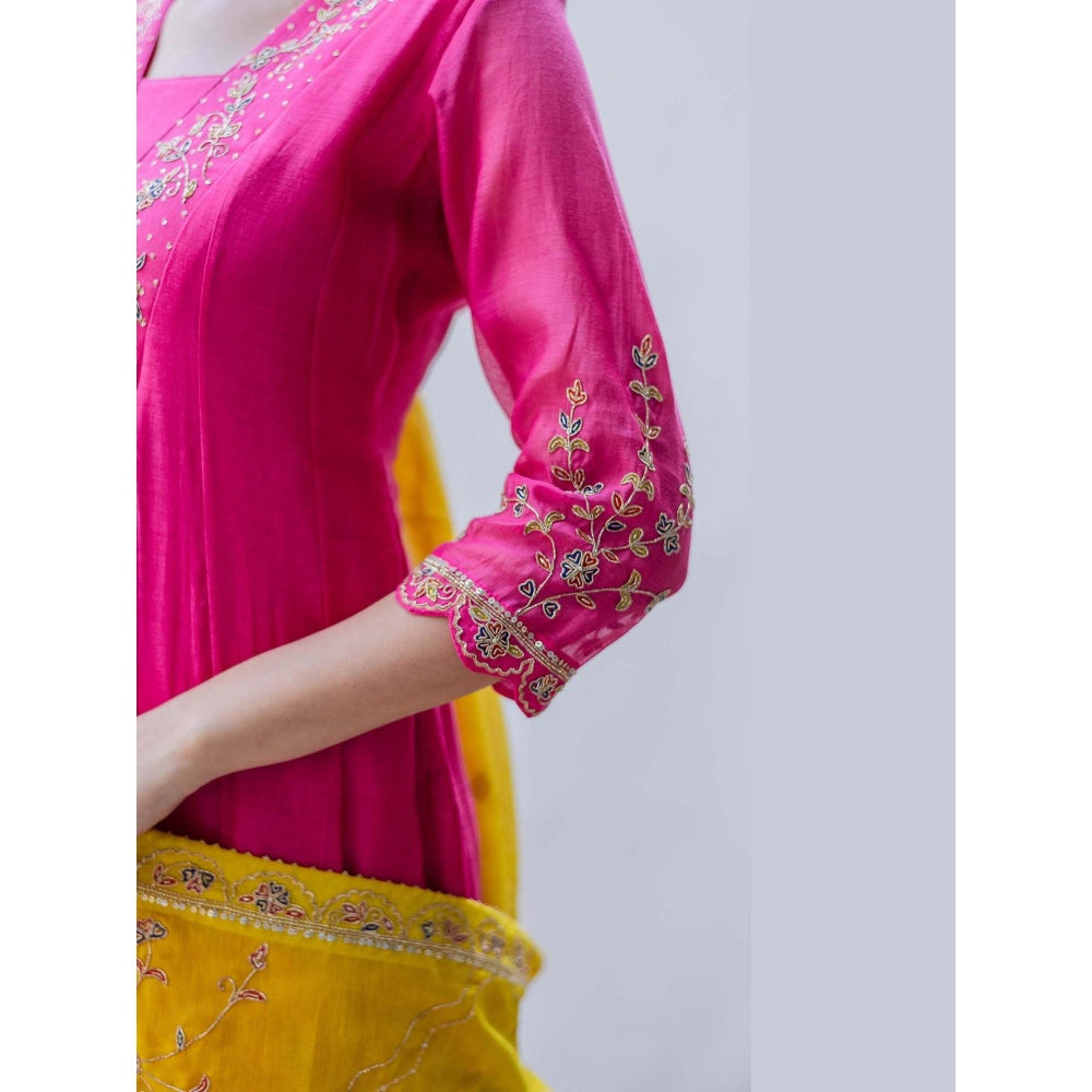 AM by Anita Mittal Pink Leila A-Line Kurta with Pant and Dupatta