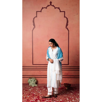 AM by Anita Mittal Blue Saanjh Kurta with Pant and Dupatta