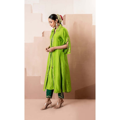 AM by Anita Mittal Green Tara Kurta with Pant and Jacket