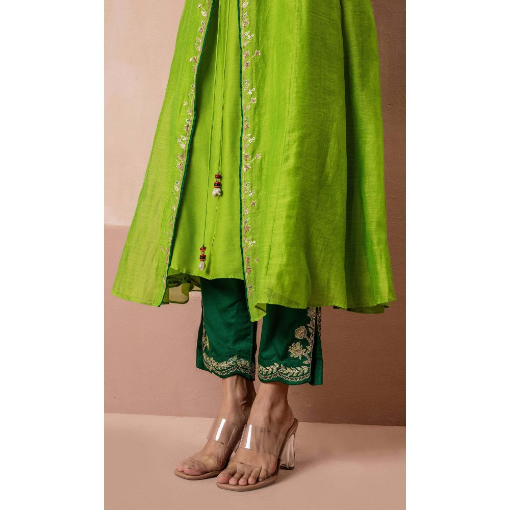 AM by Anita Mittal Green Tara Kurta with Pant and Jacket