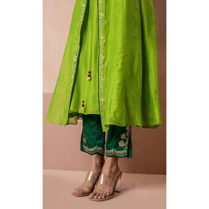 AM by Anita Mittal Green Tara Kurta with Pant and Jacket