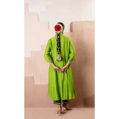 AM by Anita Mittal Green Tara Kurta with Pant and Jacket