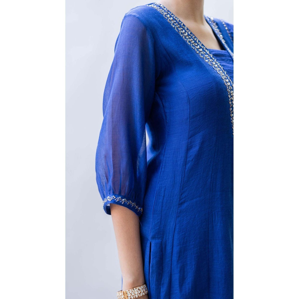AM by Anita Mittal Blue Yara A-Line Kurta with Pant and Dupatta