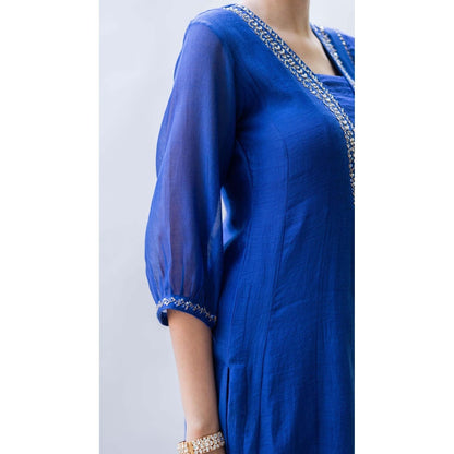 AM by Anita Mittal Blue Yara A-Line Kurta with Pant and Dupatta
