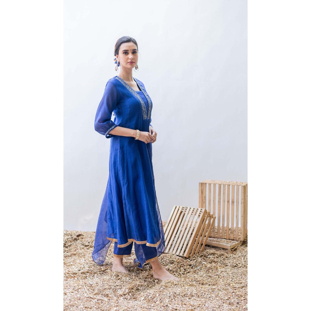 AM by Anita Mittal Blue Yara A-Line Kurta with Pant and Dupatta