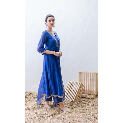 AM by Anita Mittal Blue Yara A-Line Kurta with Pant and Dupatta