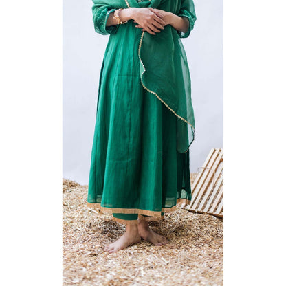 AM by Anita Mittal Green Yara A-Line Kurta with Pant and Dupatta