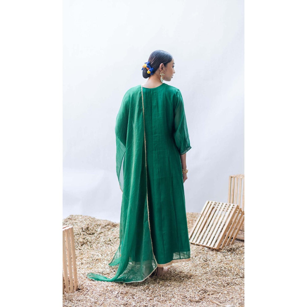 AM by Anita Mittal Green Yara A-Line Kurta with Pant and Dupatta