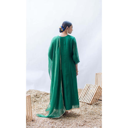 AM by Anita Mittal Green Yara A-Line Kurta with Pant and Dupatta
