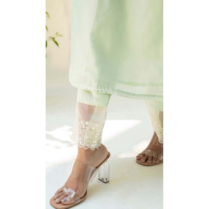 AM by Anita Mittal Green Silk Fiza Kurta with Pant and Dupatta
