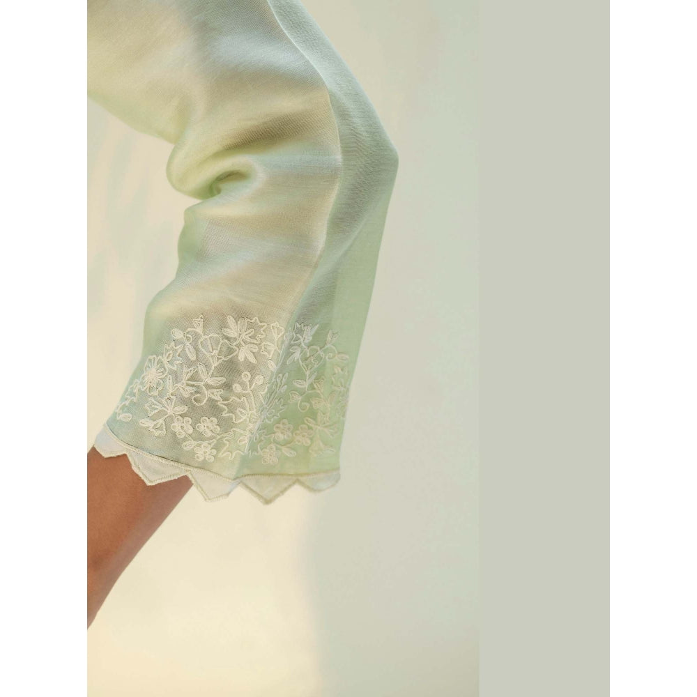 AM by Anita Mittal Green Silk Fiza Kurta with Pant and Dupatta
