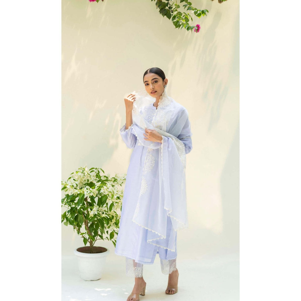 AM by Anita Mittal Lavender Silk Fiza Kurta with Pant and Dupatta
