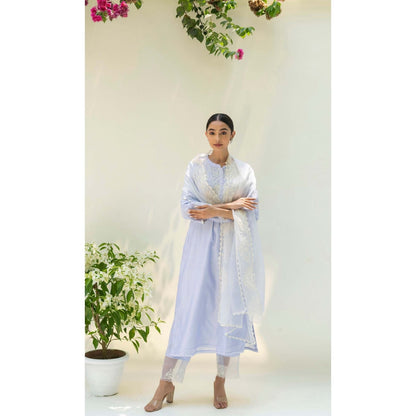 AM by Anita Mittal Lavender Silk Fiza Kurta with Pant and Dupatta