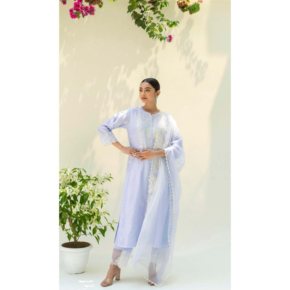 AM by Anita Mittal Lavender Silk Fiza Kurta with Pant and Dupatta
