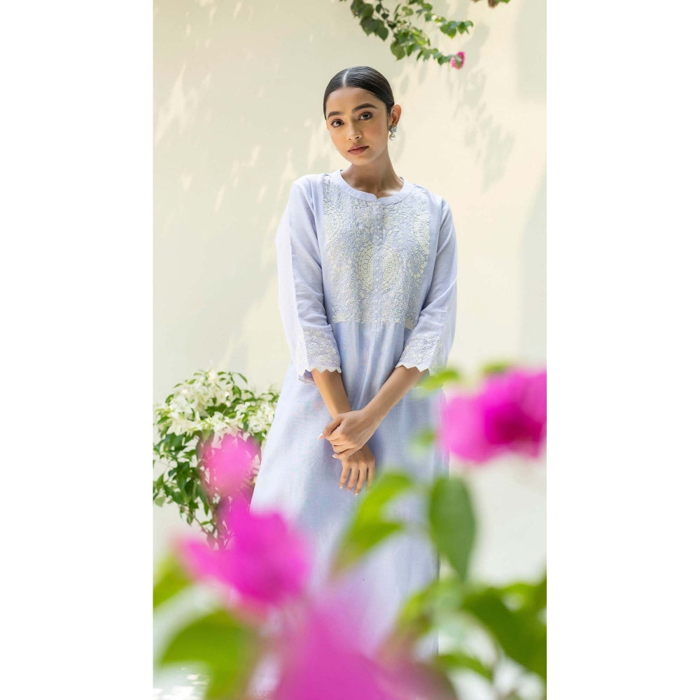 AM by Anita Mittal Lavender Silk Fiza Kurta with Pant and Dupatta