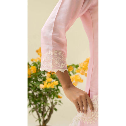 AM by Anita Mittal Pink Silk Fiza Kurta with Pant and Dupatta