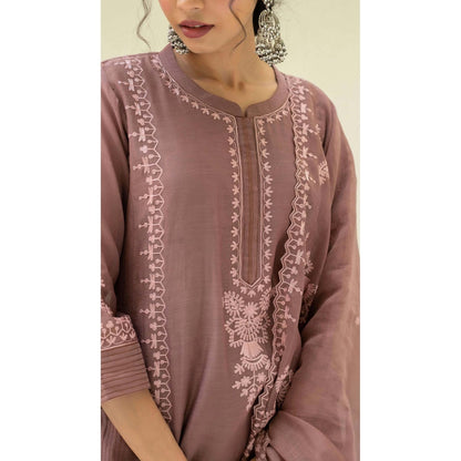 AM by Anita Mittal Brown Mul Parchhai Kurta with Pant and Dupatta
