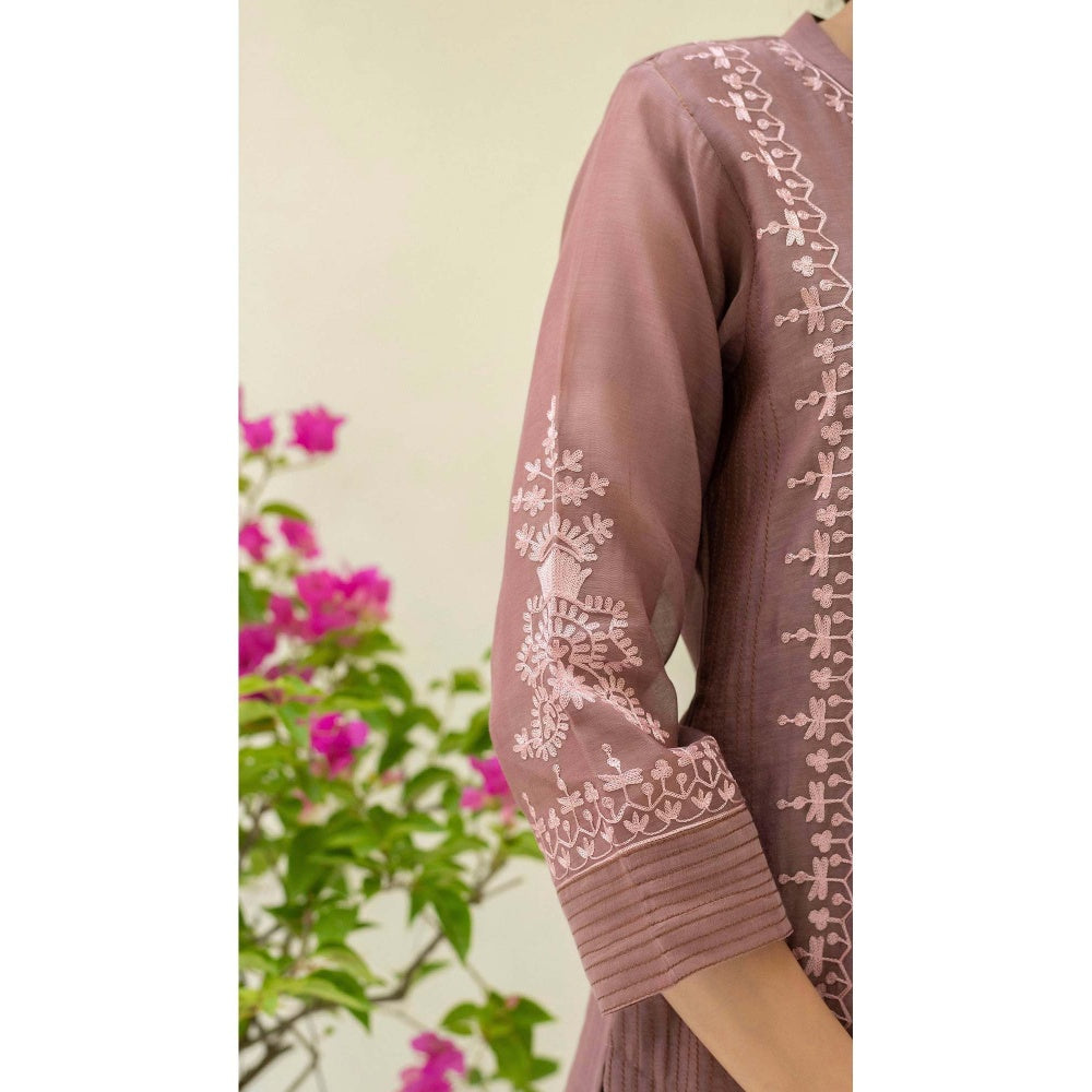 AM by Anita Mittal Brown Mul Parchhai Kurta with Pant and Dupatta