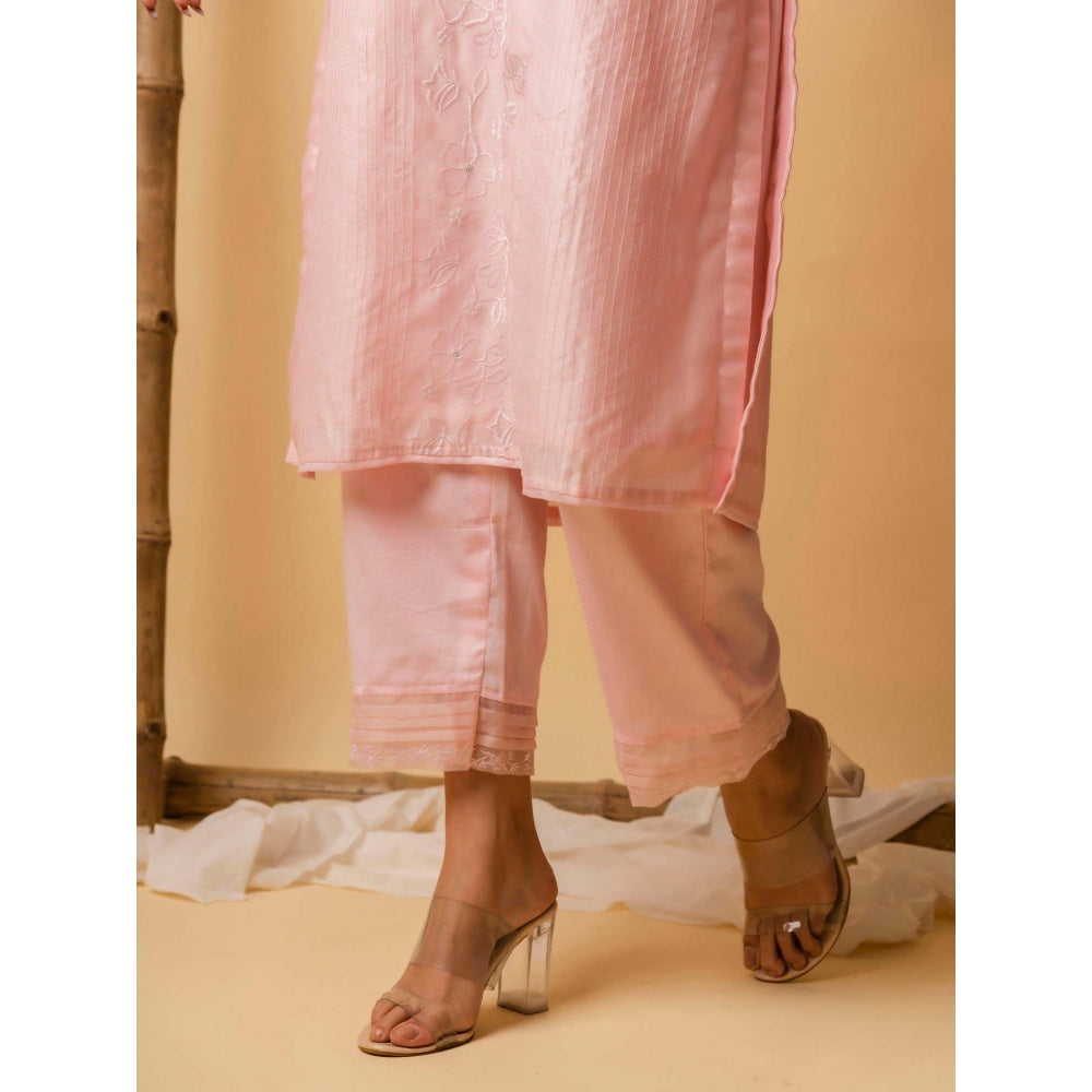 AM by Anita Mittal Pink Applique Kurta with Pant and Dupatta