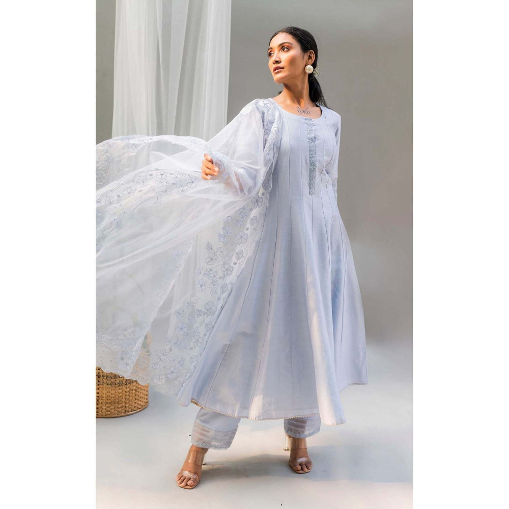 AM by Anita Mittal Blue Applique Kurta with Pant and Dupatta
