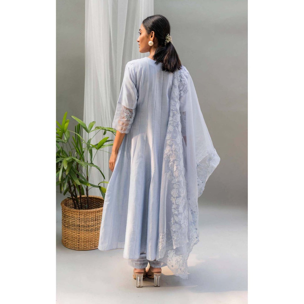 AM by Anita Mittal Blue Applique Kurta with Pant and Dupatta