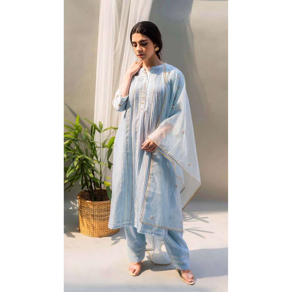 AM by Anita Mittal Blue Firefly Kurta with Pant and Dupatta