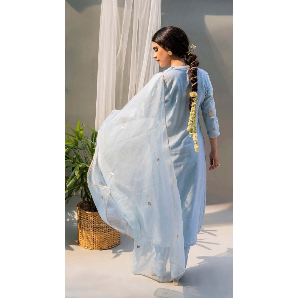 AM by Anita Mittal Blue Firefly Kurta with Pant and Dupatta