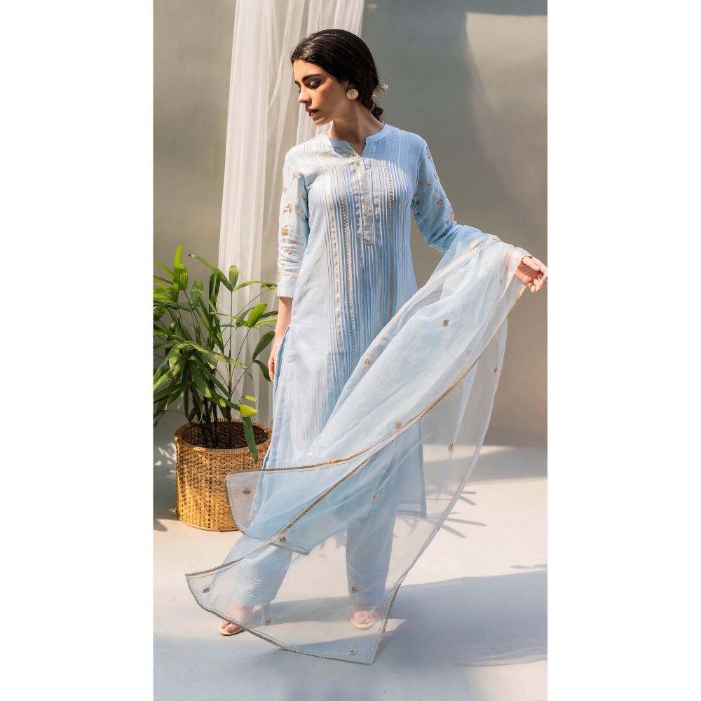 AM by Anita Mittal Blue Firefly Kurta with Pant and Dupatta