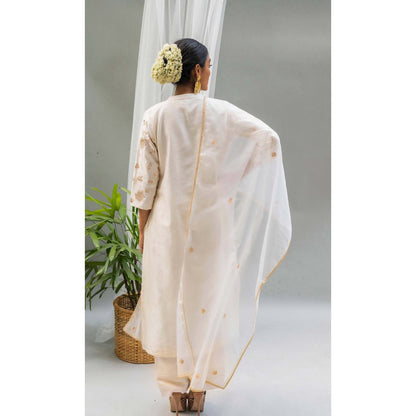 AM by Anita Mittal White Firefly Kurta with Pant and Dupatta
