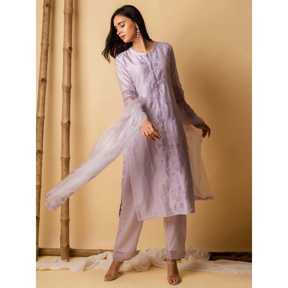 AM by Anita Mittal Lavender Firefly Kurta with Pant and Dupatta